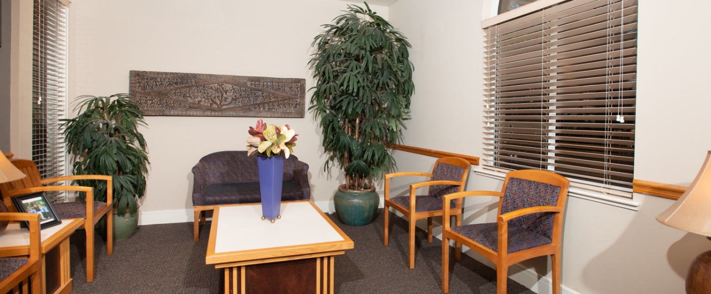 Chairs in reception area at dental implant office in Tampa