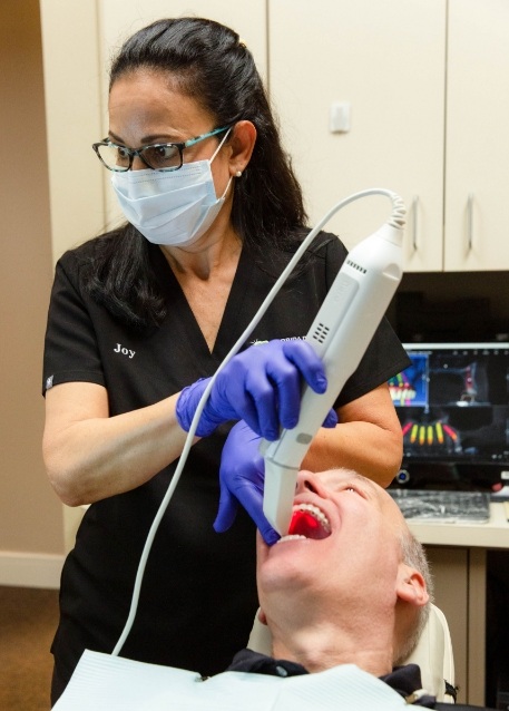 Dental patient having digital scans of their teeth taken